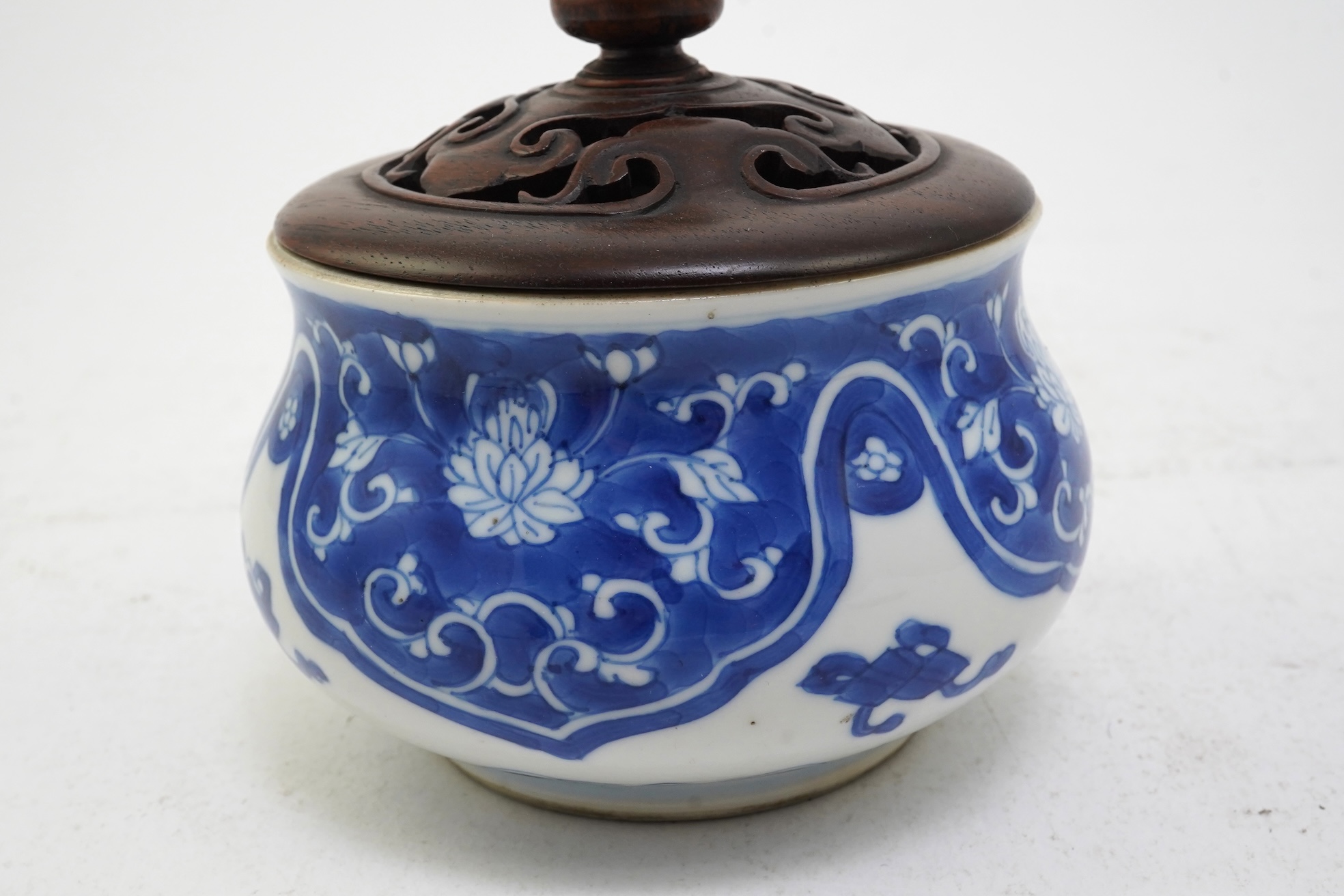 A Chinese blue and white baluster censer, Kangxi period